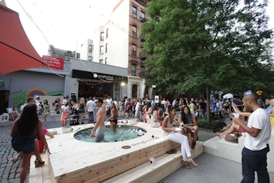 Perhaps the most raved-about component of the block party was a pool that producers built on the sidewalk. Model and brand ambassador Chanel Iman was on hand to interact with guests.