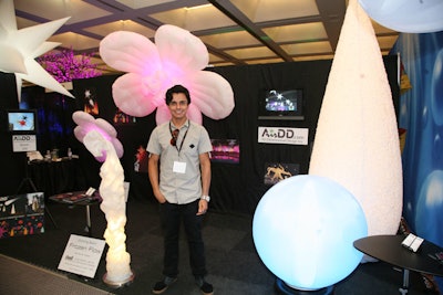 Air Dimensional Design's booth featured their illuminated fabric inflatable designs of flowers, stars, and glowing orbs.