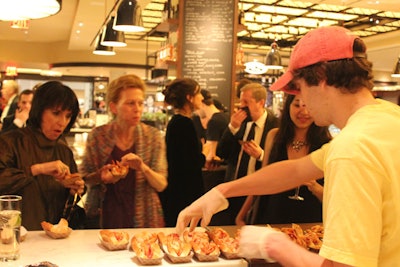 The hall's open kitchens gave attendees something to watch while also allowing the purveyors direct contact with the guests. One of the more popular stations was Luke's Lobster, which had a seemingly endless supply of mini lobster rolls.