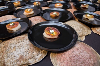 An American in Paris influenced Joachim Splichal's scallop sandwich, which was served with caviar and lemon créme fraîche.