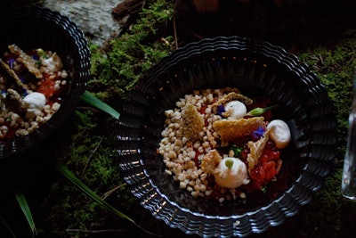 Providence chef Michael Cimarusti looked to A River Runs Through It to inspire his dish of kelp-cured salmon, smoked whipped cream, and crispy buckwheat and salmon skin.