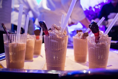 Chef Rick Moonen of RM Seafood served coffee shakes with chocolate-covered bacon strips, inspired by Pulp Fiction.