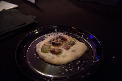 Chef Larry Forgione, also inspired by Spanglish, served a warm moral and fava bean ragout with wild leek polenta.