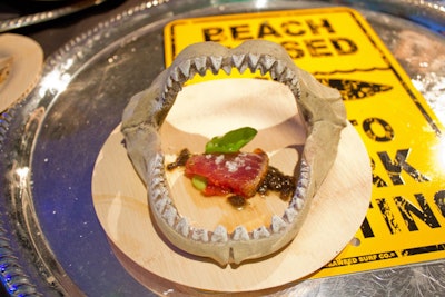 Chef Marc Forgione served a raw tuna dish inspired by Jaws.
