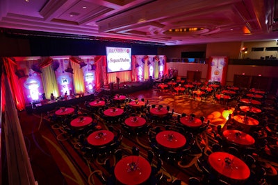 Organizers reduced the table sizes by one foot to help improve the traffic flow through the dinner area. Rammy nominees and sponsors had assigned tables seating in the grand ballroom around the stage and through the middle of the room.