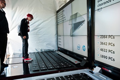 At the Golden Gate Bridge anniversary celebration, guests interacted with two 10-by-10-foot jumbo, fully functional Intel Ultrabooks.
