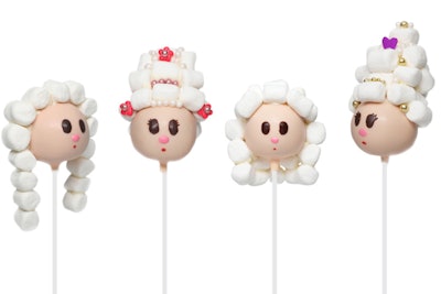 Morris' Marie Antoinette-inspired cake pops, featuring marshmallow wigs, were her first design and have since become a signature for the Cocomori line.