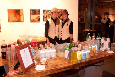Bartenders with white vests and gun holsters served Prohibition-era drinks such as the Bully Boy mojito, made with white rum; the Rough Rider, made with white whiskey and ginger beer; the Bull Moose, with vodka, dry vermouth and pickle juice; and the Commodore, with Bully Boy rum topped with Night Shift Beer.
