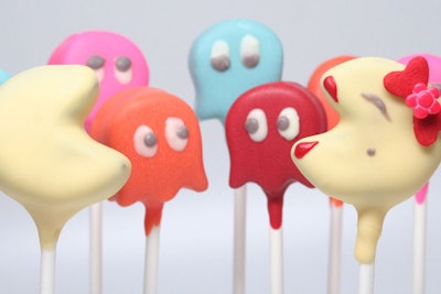 Founder Andrea Morris created a line of '80s pops with emblematic images from the decade, like the colorful Pac-Man characters.