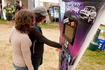 At four locations around Bonnaroo, concertgoers could swipe their wristbands to take a photo that would post to their Facebook accounts.
