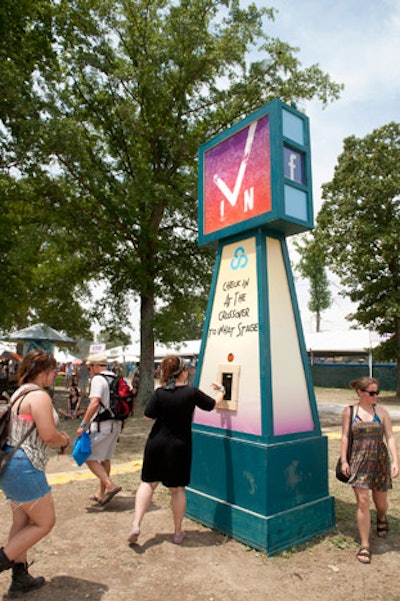 Organizers placed two check-in portals near each of the five stages. Guests who swiped their wristbands received a Spotify playlist of the act's setlist at the end of the day.