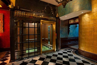 Panoramic Elevator Brass and Wrought-Iron Elevator