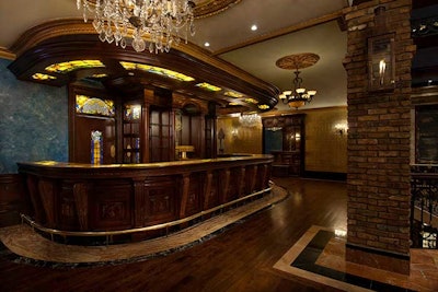 Carved Mahogany Stained-Glass Bar on Royal Mezzanine