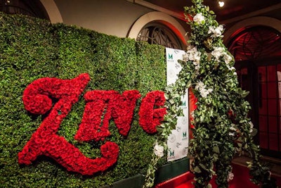 At the Zing vodka launch, the press wall took the form of a hedge with 2,000 roses spelling out the brand's name.
