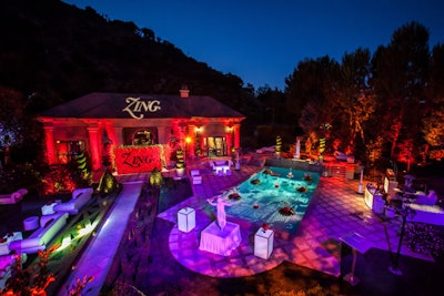 The Zing vodka launch sprawled over the private Maloof residence.