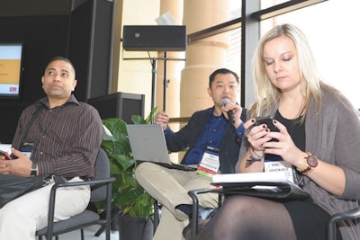 Organizers created a 1,800-square-foot social media center, which included lounge seating, large monitors with the Twitter stream, a help desk, and a small stage.