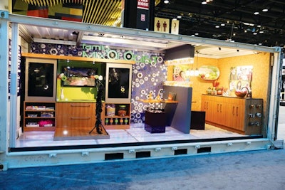 Designed by Visbeen Associates (312.810.5669, visbeen.biz) and inspired by consumer lifestyle trend research, the UNcontained exhibit at the 2012 Kitchen & Bath Industry Show used 20-foot shipping containers as oversize dioramas. The display was a look into how different generations are reinventing the rules of kitchen and bath design.