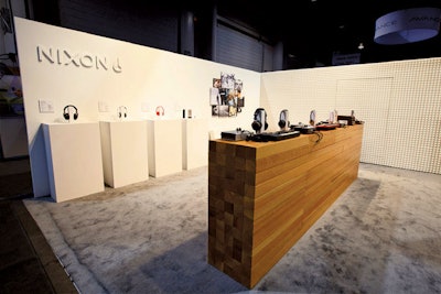 At CES 2012, Pinnacle designed a space for Nixon that stood out on the busy, tech-focused trade show floor by exercising restraint. Natural wood displays were used alongside walls made of acoustical foam.