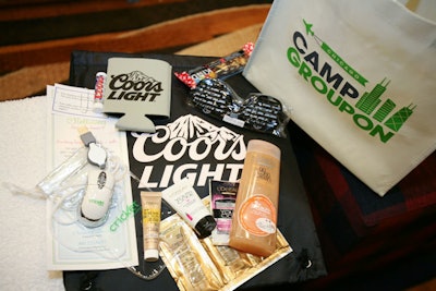 Upon arrival, guests got official Camp Groupon bags stuffed with goods from sponsoring companies.