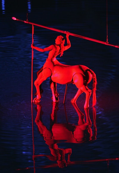 The event's 'centaur' involved a performer attached to a piece with mechanized rear legs.