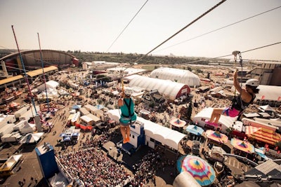 New this year, the Calgary Stampede Centennial Zip Line had four lines that stretched across 900 feet of Stampede Park.