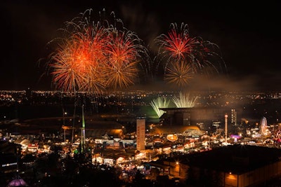 The 'Lights Up the Night' fireworks show included four synchronized, 12-minute shows taking place in separate parts of Calgary.