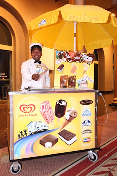 A Good Humor ice cream man dealt out a selection of the famous ice cream company's products from an old-fashioned stand near the entrance.