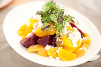 Tri-Colored Beet Salad With Feta and Micro Greens