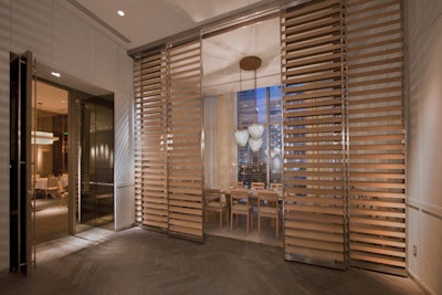 View of the Jalousie and Verdure Rooms from private cocktail reception area.