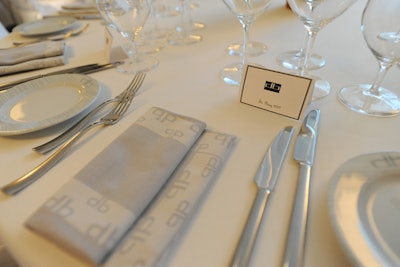 Close up of a db Bistro Moderne place setting for a private wine dinner.