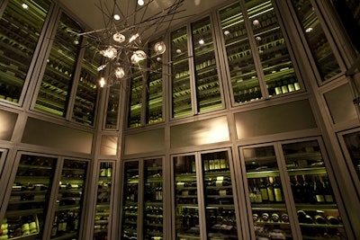 Close-up of the wine storage within the luxurious Wine Tower.
