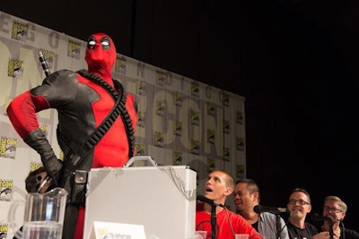 A costumed Deadpool interrupted a panel discussion at Comic-Con, part of a guerrilla marketing campaign orchestrated by L.A.-based agency Ignited.