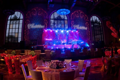 As a nod to headlining sponsor Cadillac, organizers projected the company's logo on the wall behind the stage, and throughout the rest of the venue.