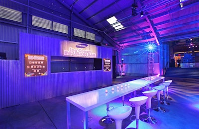 At Samsung's Infuse 4G launch in Los Angeles last year, organizers looked to highlight the cell phone's technology by designing a high-tech, futuristic environment. This included a custom ice cream station where guests could order toppings and flavors through the new devices.