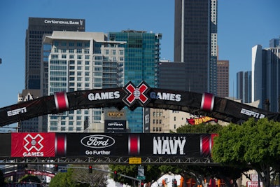The U.S. Navy and Ford were among the event's four official partners. Their logos decked an arch over Figueroa Street that served as both a welcome sign and also soared over part of the rally course.