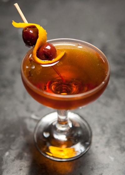 Tim Williams, a Chicago-based mixologist who creates cocktails for venues including Old Town Social and Nellcote, is serving 'The Company' this fall. The drink melds hand-blended Woodford Reserve bourbon with carpano antica, Sicilian liqueur Averna, house-made bitters and brandied cherries.