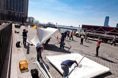 Installation of 10- by 10-Foot High-Peak Tents