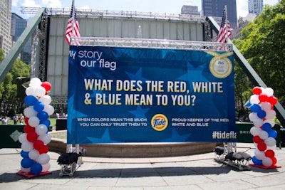 Signage placed at the Avenue of the Americas entrance to Bryant Park displayed the question Tide posed to consumers via its social media outreach.