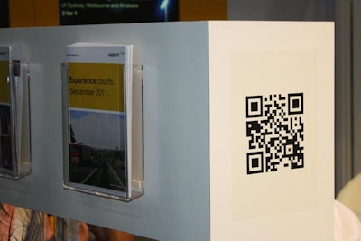 Exhibitors can use QR codes to provide product information at trade shows. At the World Congress on Intelligent Transport in Orlando, Austrian company Kapsch gave attendees a choice of scanning a QR code or picking up printed materials.