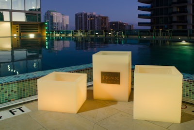 Evening view of Miami from the pool deck.