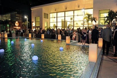 Another view of the pool deck as an excellent evening party space.