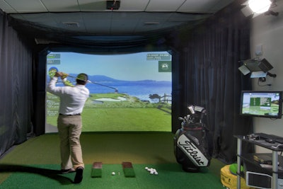 The Jim McLean Indoor Golf School has a putting green, swing analysis room, and an HD simulator.