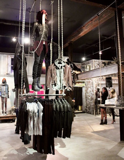 H&M opened a pop-up shop in New York to preview its The Girl With the Dragon Tattoo collection. Daddy-O Productions created industrial building facades, as well as a corrugated-metal coffee bar and faux lumber stacks.