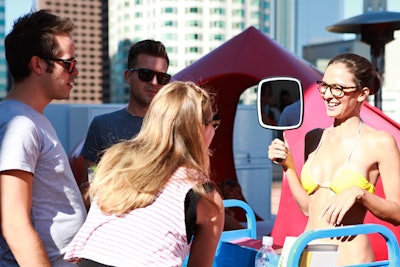 To kick off their summer-long partnership, eyewear brand Warby Parker and the Standard in Los Angeles held a pool party on June 22. The poolside event at the downtown L.A. hotel saw staffers pushing library-style book carts around as a fun way to get guests to try on the limited-edition shades.