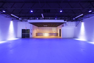 View of space with blue LED lighting