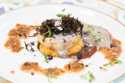 Trotter also prepared tomme des bauges (a type of cheese) black truffle soufflé with date jam and bacon chutney.