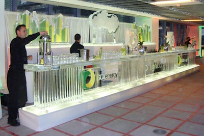 24-Foot Ice Bar with Colour Logos and Back Bar