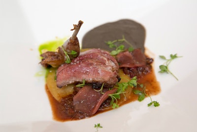 Chef Charlie Trotter prepared beer can squab with tripe ravioli.