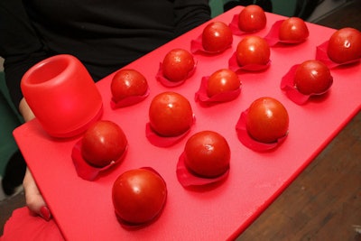 To emulate the bright red color that marks a number of comic book superheroes, Sublime Catering served beef tartare with beet-dyed horseradish served in an heirloom tomato at Toronto's Rawstrip event in June.