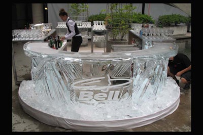 Bell Logo on Curved Ice Bar